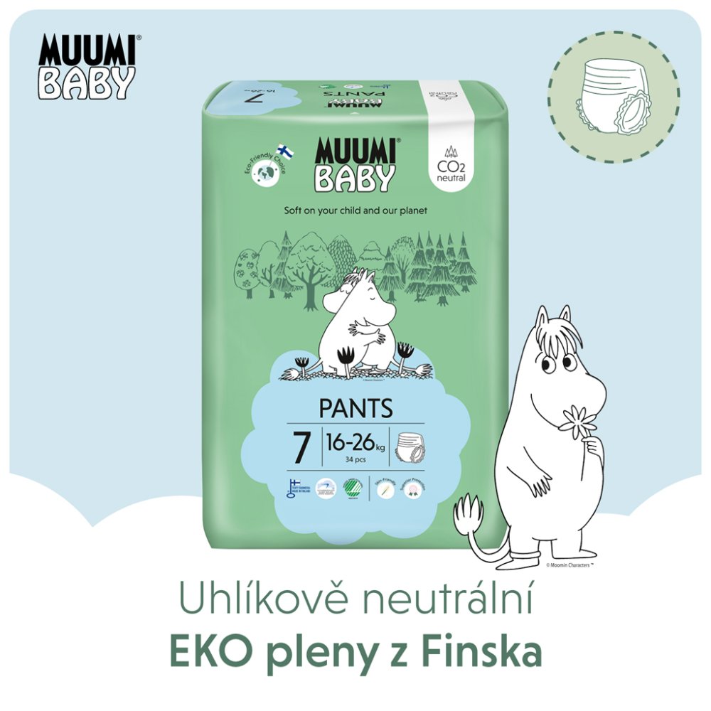 MUUMI Baby Pants 7 XL 16-26 Kg (34 Buc), Scutece Eco Chiloți