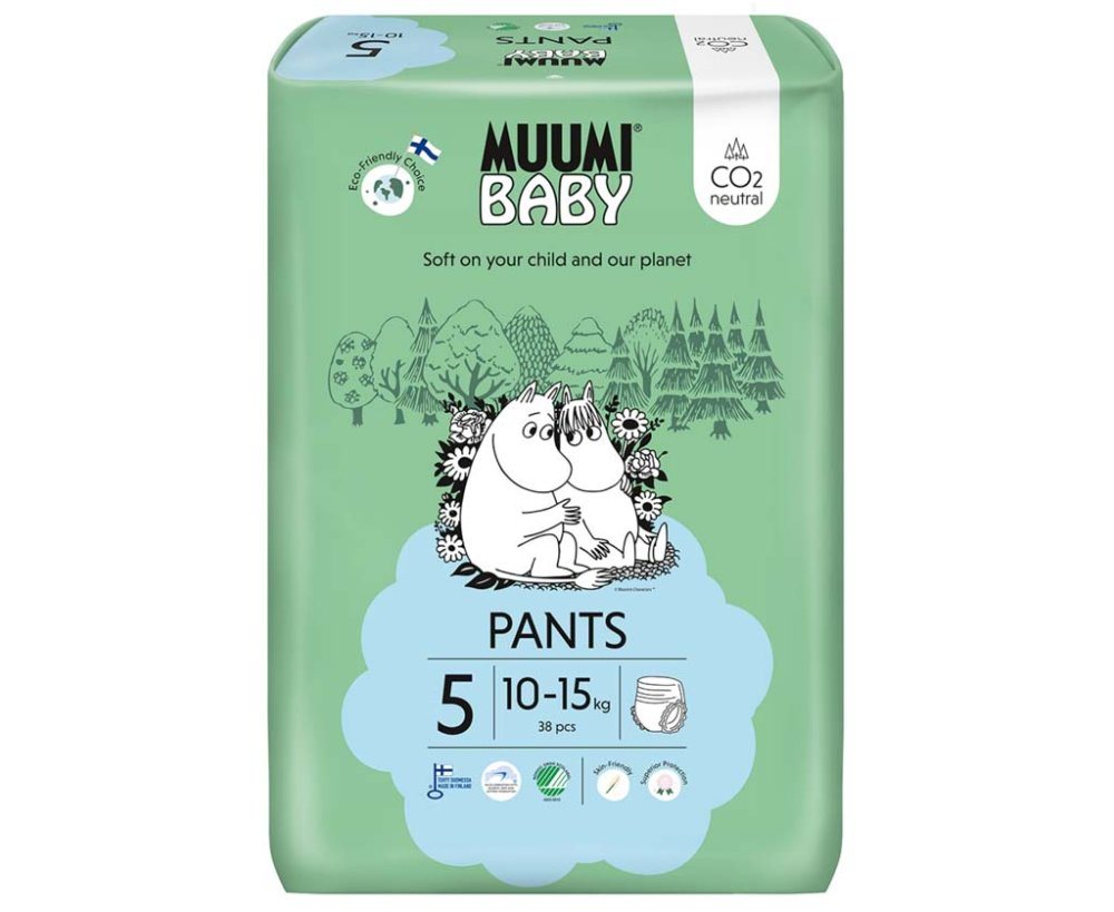 MUUMI Baby Pants 5 Maxi+ 10-15 Kg (38 Buc), Scutece Eco Chiloți