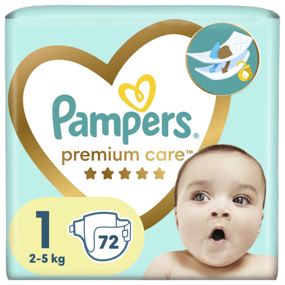 PAMPERS Premium Care Pleny Jednorázové 1 (2-5 Kg) 72 Ks