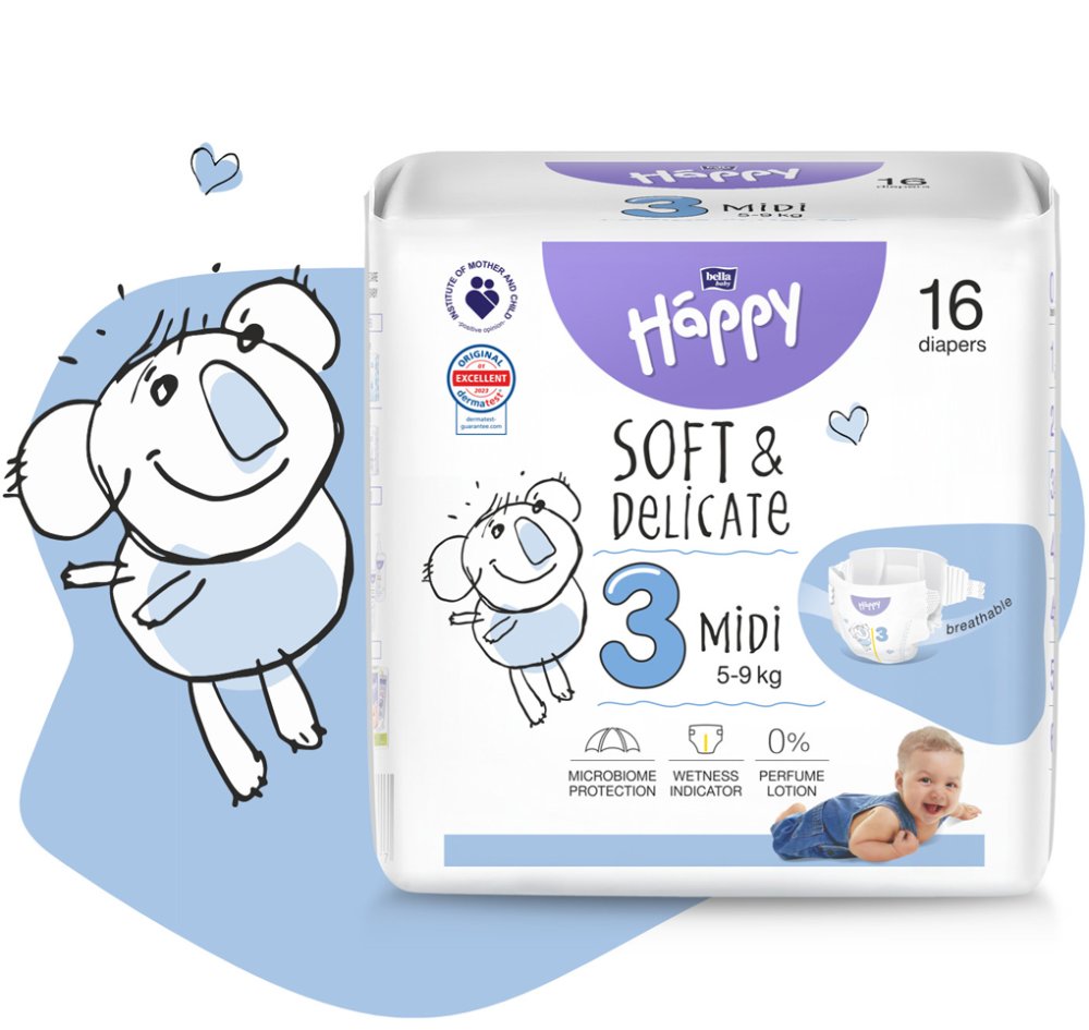 BELLA HAPPY Baby Midi Wegwerfwindeln 5-9 Kg 16 Stk