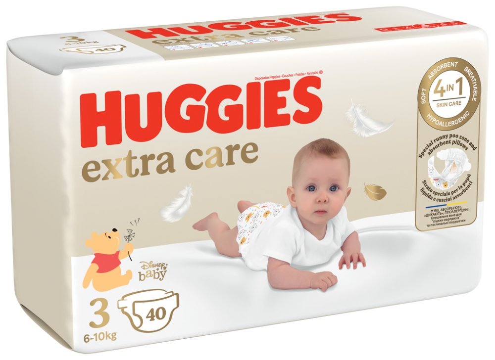 4x HUGGIES® Jednokratne Pelene Extra Care 3 (6-10 Kg) 40 Kom