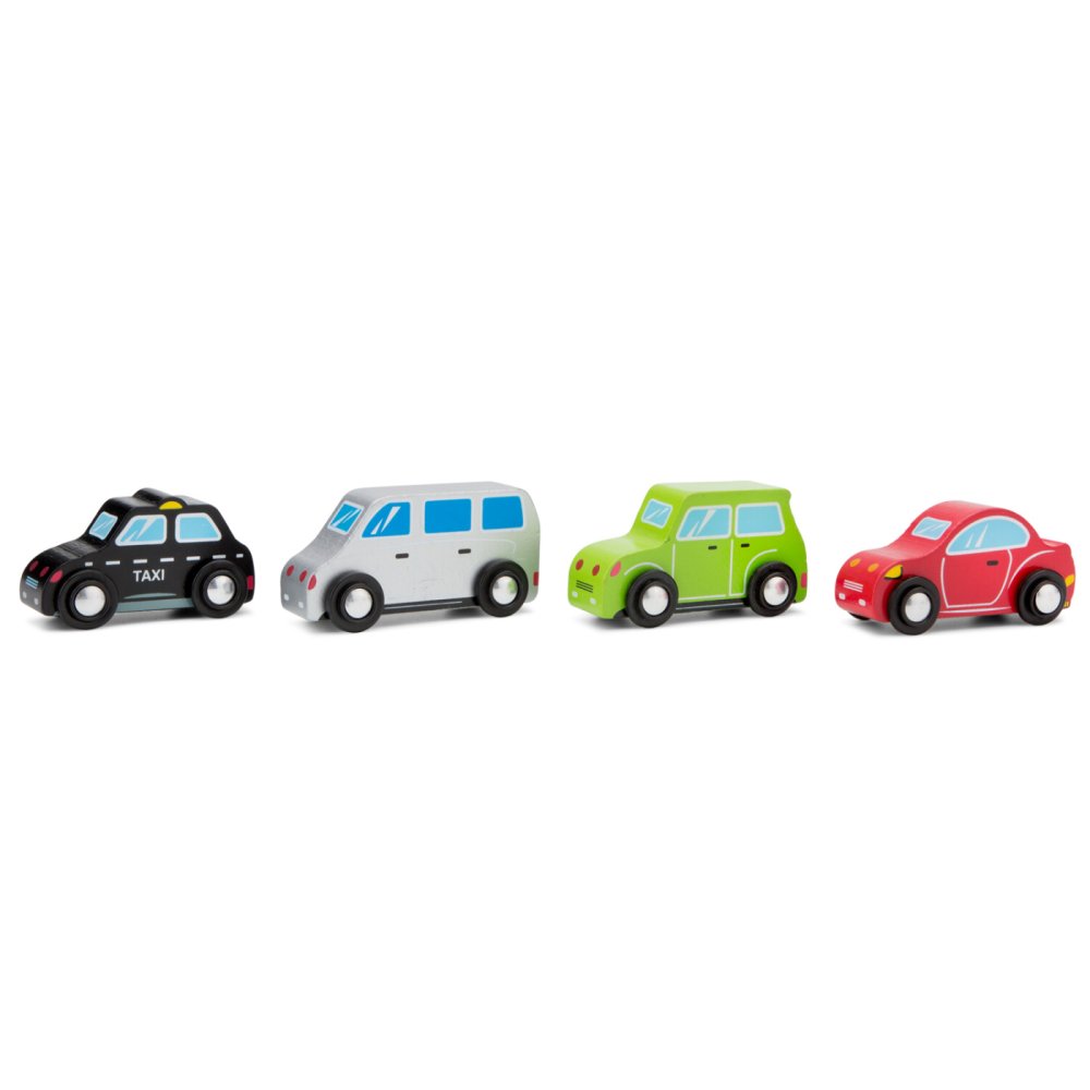 Juego De Mini Coches De Madera - 4 Piezas