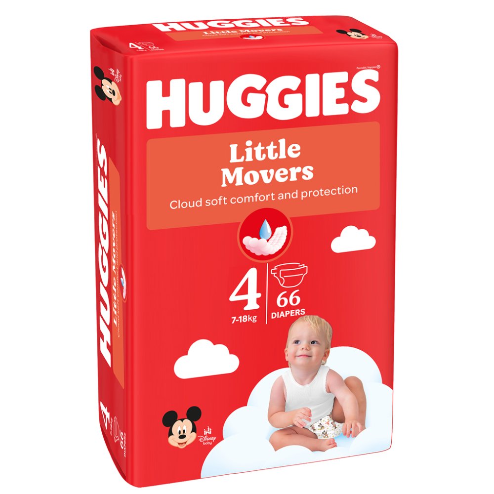 HUGGIES® Windeln Einweg Little Movers 4 (7-18 Kg) 66 Stk