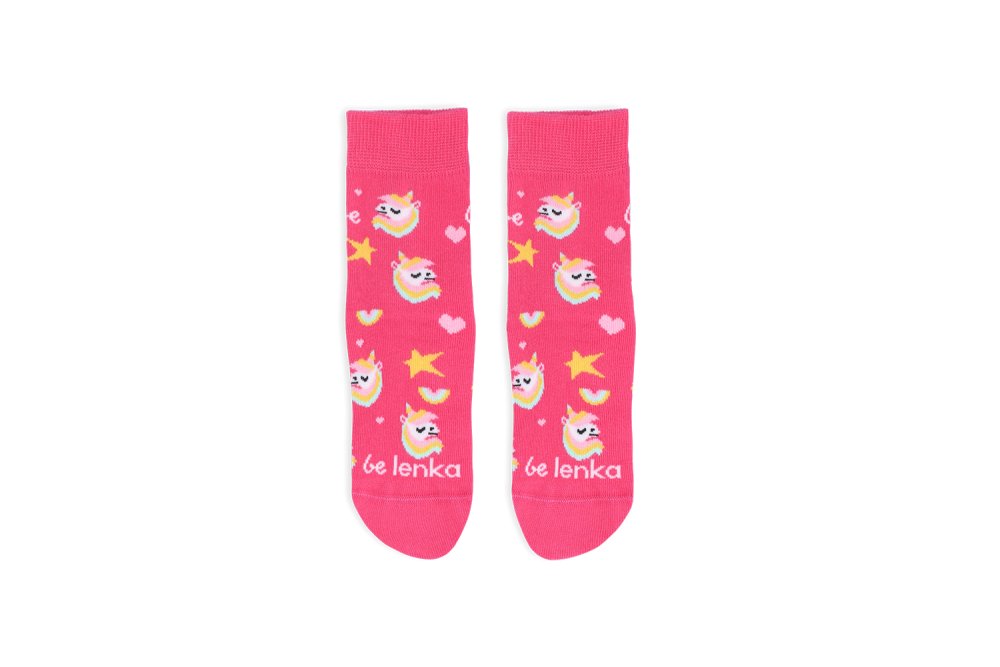 Kinder-Barfußsocken Be Lenka Kinder – Crew – Einhorn – BubleGum Pink 23-26 Pink