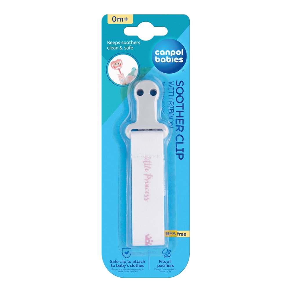 CANPOL BABIES Nastro porta ciuccio con clip Royal baby rosa - immagine 7