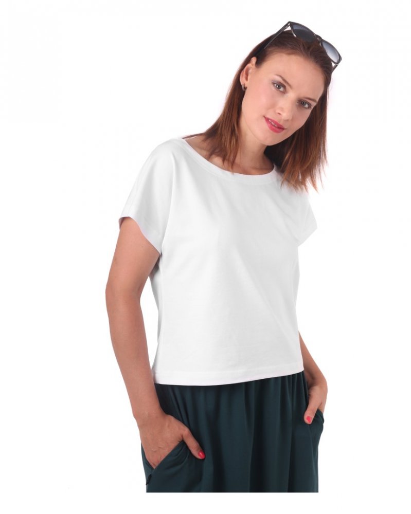 Maglietta crop top Edita, bianco L/XL