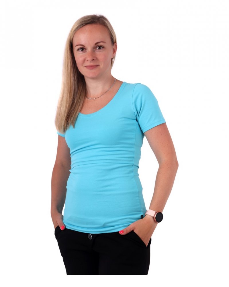 Koszulka do karmienia piersią Kateřina, krótki rękaw, turkusowa S/M