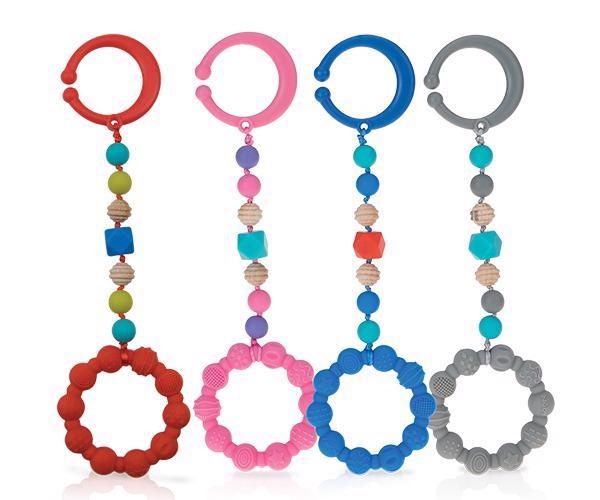 NUBY Anneau de dentition en silicone avec clip gris 3m+