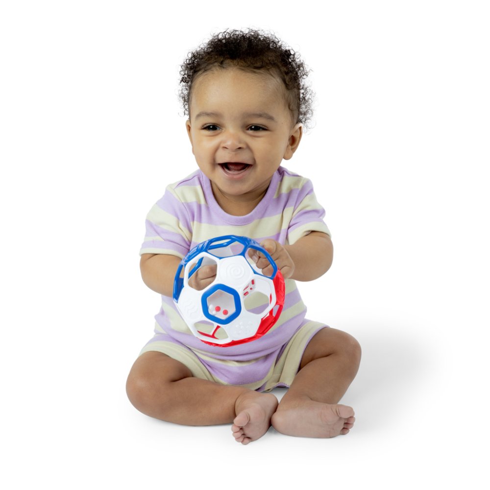 OBALL Giocattolo Oball RATTLE GOALS™ 10 cm Rosso, Bianco e Blu 0m+ - immagine 3