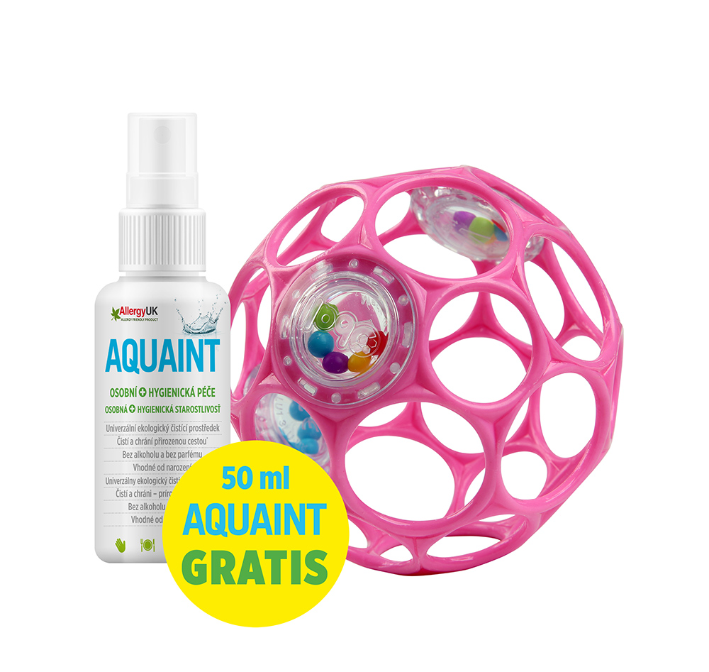 OBALL Giocattolo Oball RATTLE 10 cm rosa scuro 0m+AQUAINT Acqua detergente 100% ecologica 50 ml