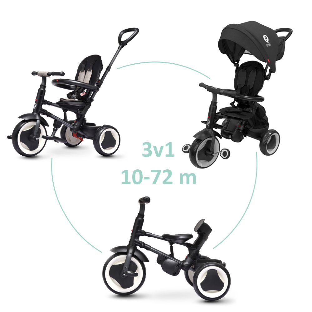 Tricycle QPLAY Rito eva plus Black, âge 10-72 mois