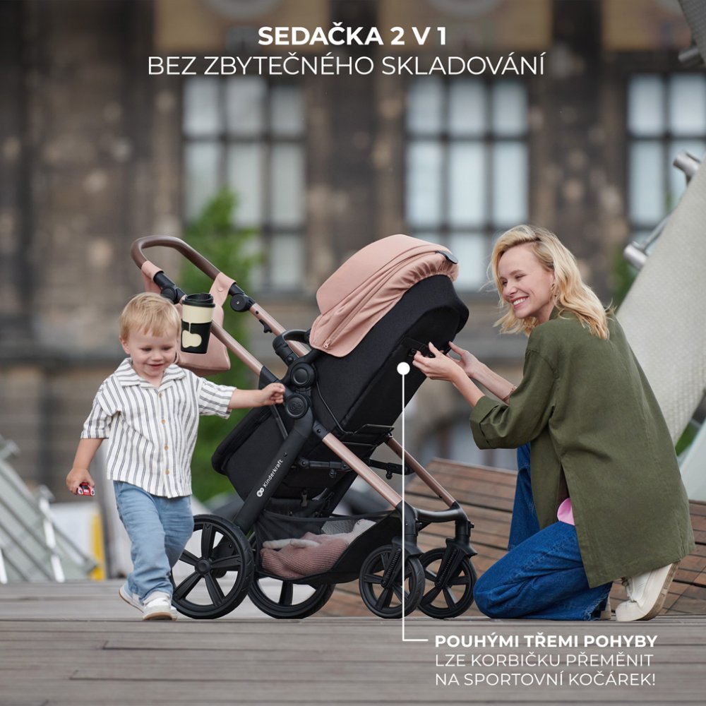 KINDERKRAFT Poussette combinée Moov 2 Air 3en1 Beige Sable – Image 4