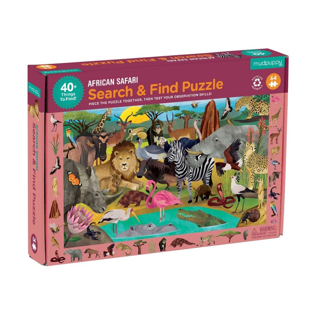 Puzzle Mudpuppy Ułóż i znajdź Safari 64 elementy