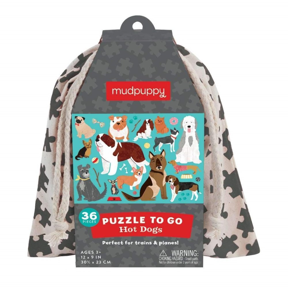 Puzzle Mudpuppy Chiens dans un sac en tissu 36 pièces