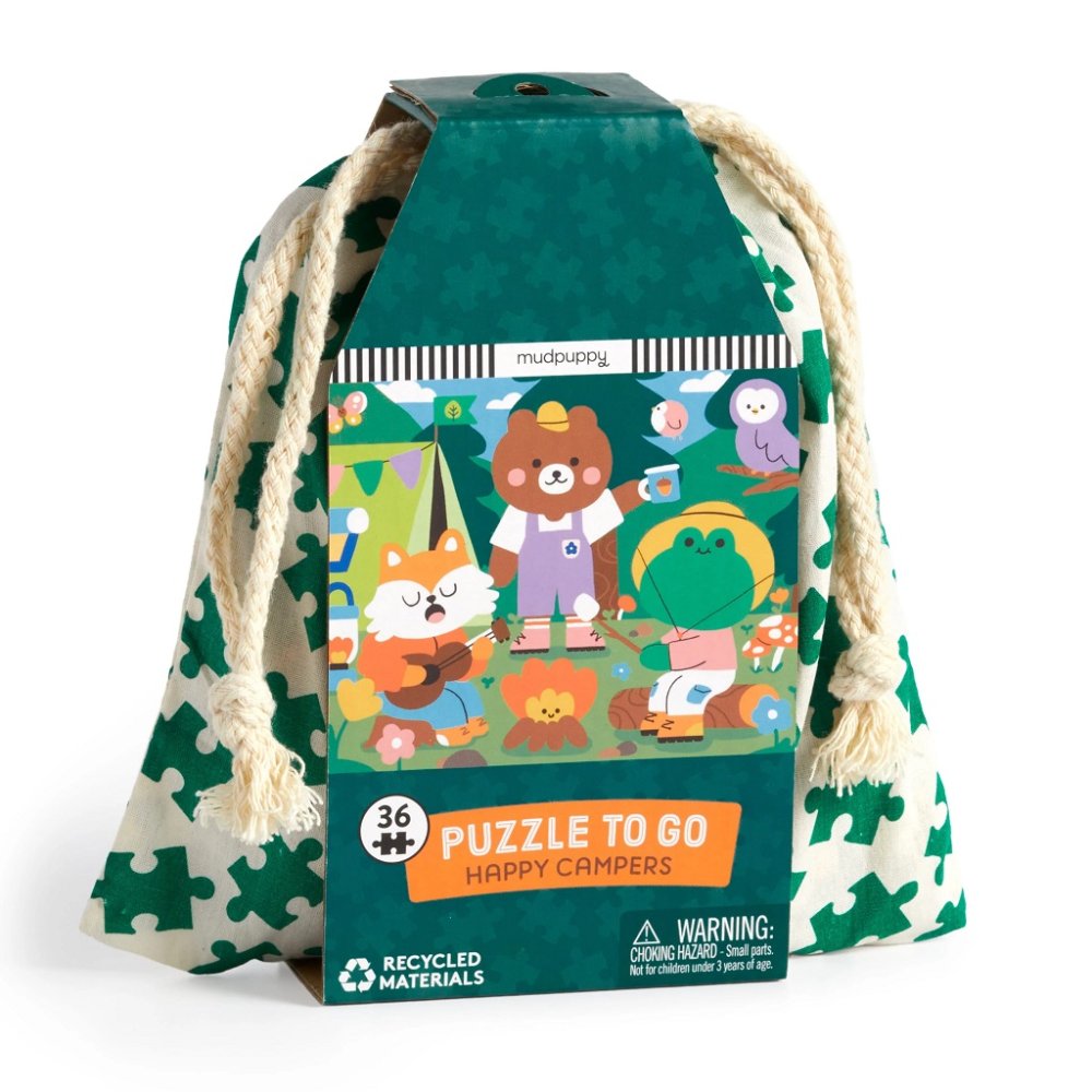 Puzzle Mudpuppy Joyeux campeurs dans un sac en tissu 36 pièces