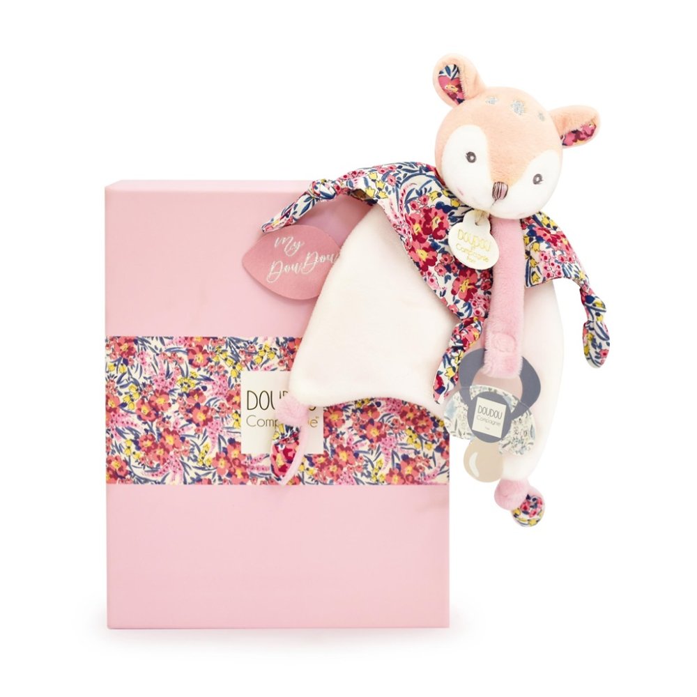 Doudou Set de regalo Juguete con sujetador de chupete Cervatillo Boh'aime 20 cm