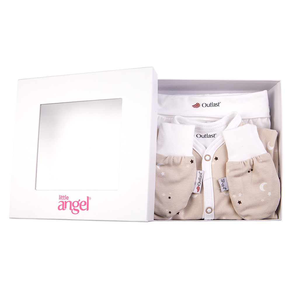 Ensemble nouveau-né BIO Outlast® - beige étoiles/blanc 56 – Image 7