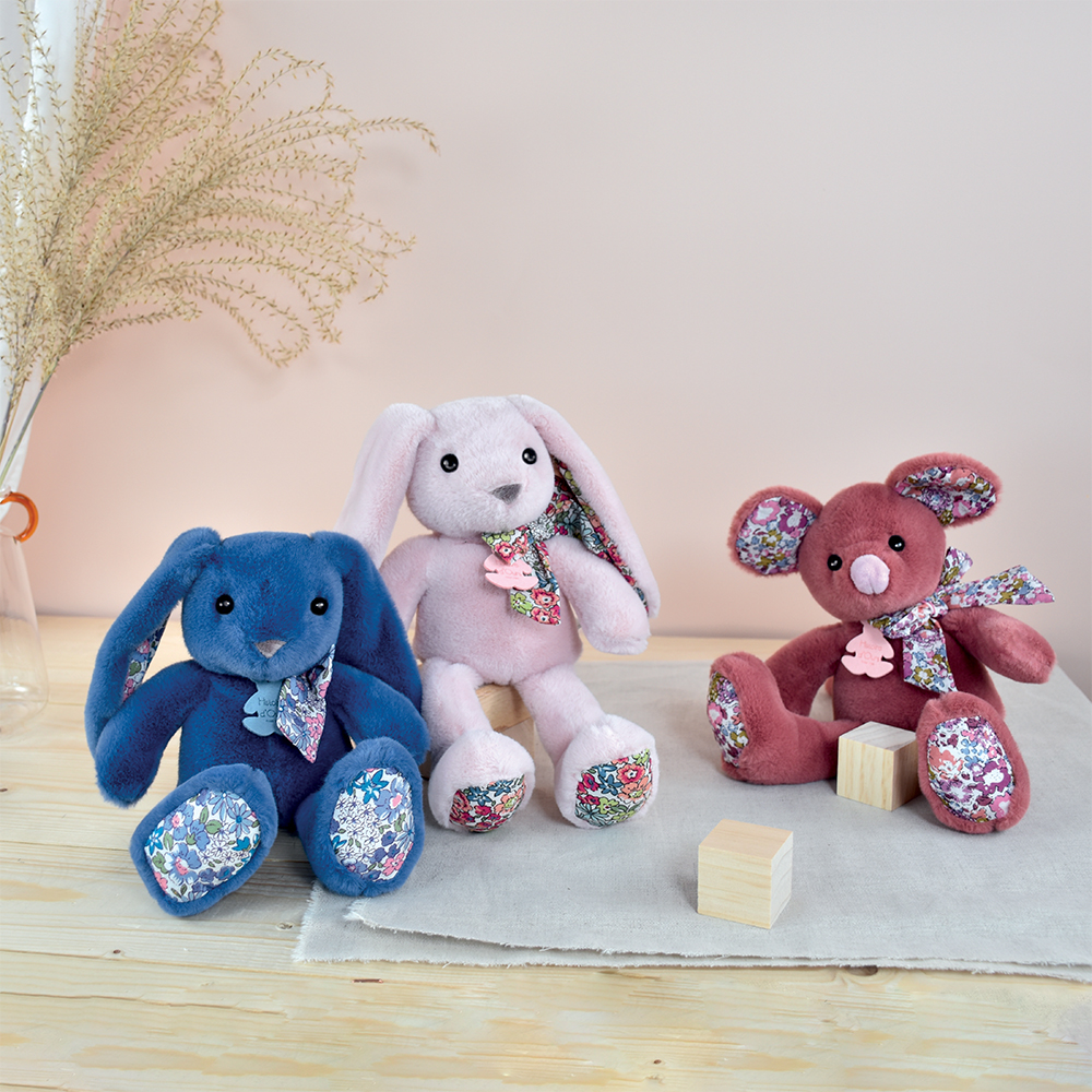 Doudou Histoire d´Ours Plyšová kamarádka tmavě růžová myška 25 cm (obrázek 2)