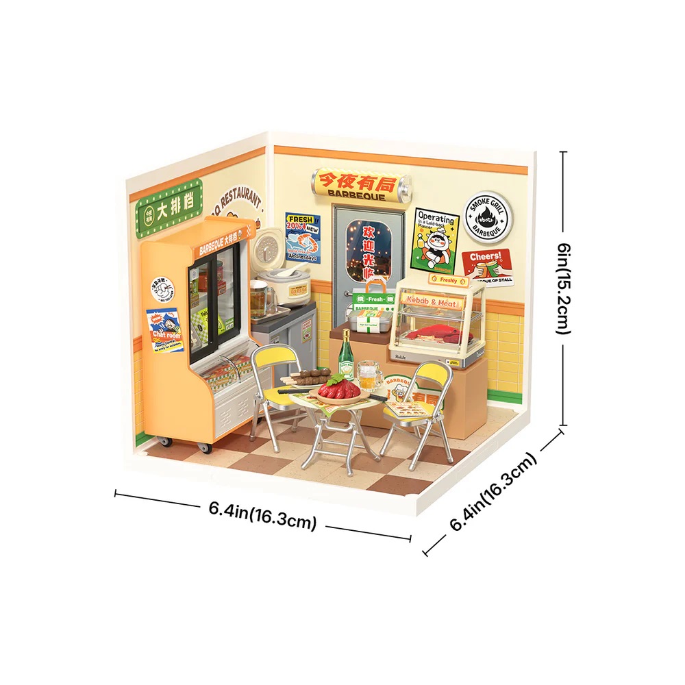 RoboTime 3D dřevěná skládačka Miniatura domečku Rychlé občerstvení (obrázek 6)