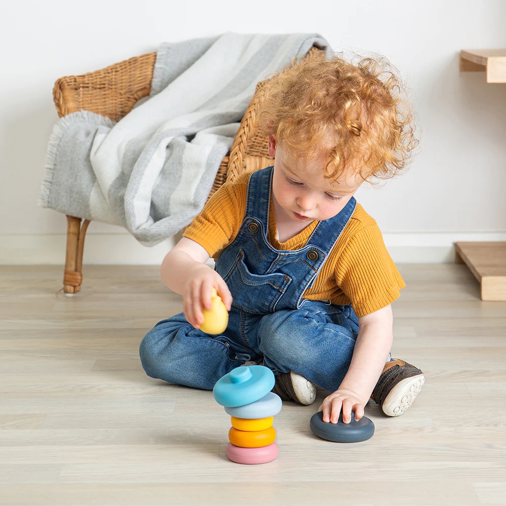 Bigjigs Toys Silikonová stohovací věž Kočka (obrázek 6)