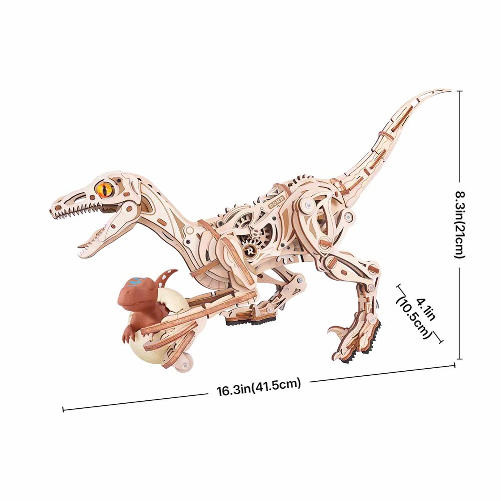 RoboTime 3D dřevěná mechanická skládačka Velociraptor (obrázek 4)