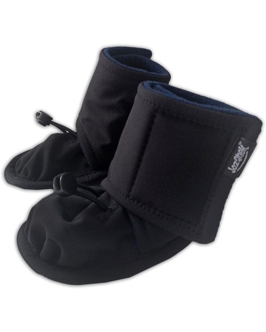 Softshell Insulated Winter Baby Booties - Black/Dark Blue 0 - 6 Months,Softshell Insulated Winter Baby Booties - Black/Dark Blue 0 - 6 Months