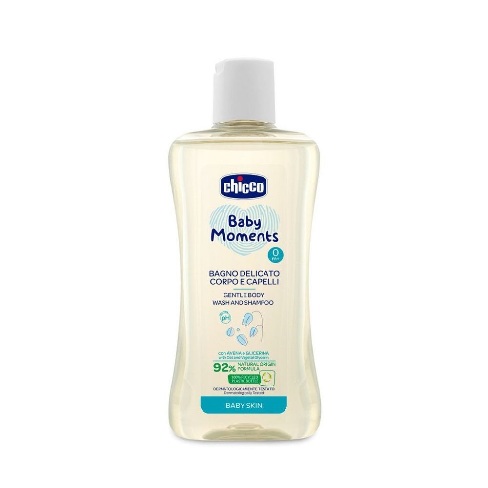 CHICCO Sanftes Shampoo Für Haar Und Körper Baby Moments 92 % Natürliche Inhaltsstoffe 200 Ml