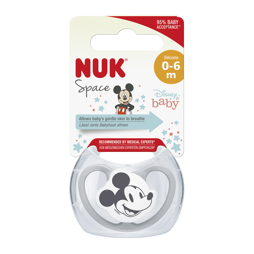 Ciuccio NUK Space Disney Topolino In Una Scatola, Grigio 0-6m