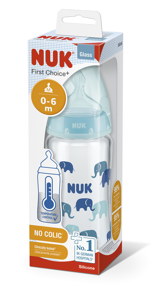 NUK FC+ Glasflasche Mit Temperaturkontrolle 240 Ml - Blau