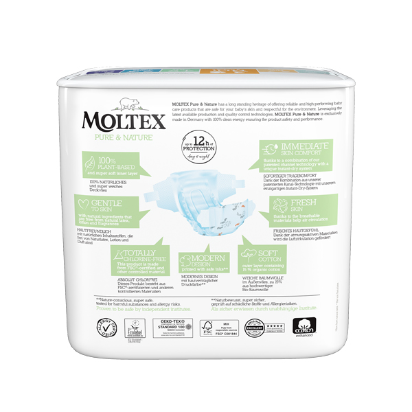 MOLTEX Pure&Nature Couches Jetables 3 Midi (4-9 Kg)