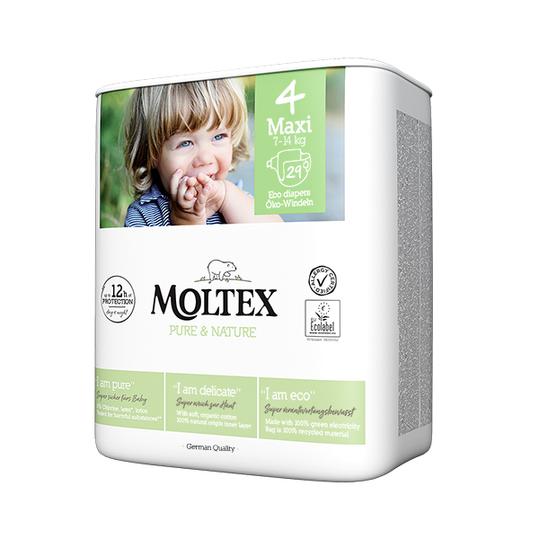 MOLTEX Pure&Nature Pañales Desechables 4 Maxi (7-14 Kg) 29uds