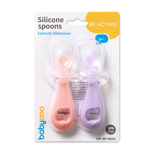 BABYONO Cucchiai In Silicone - Ragazze 2 Pezzi, 6m+