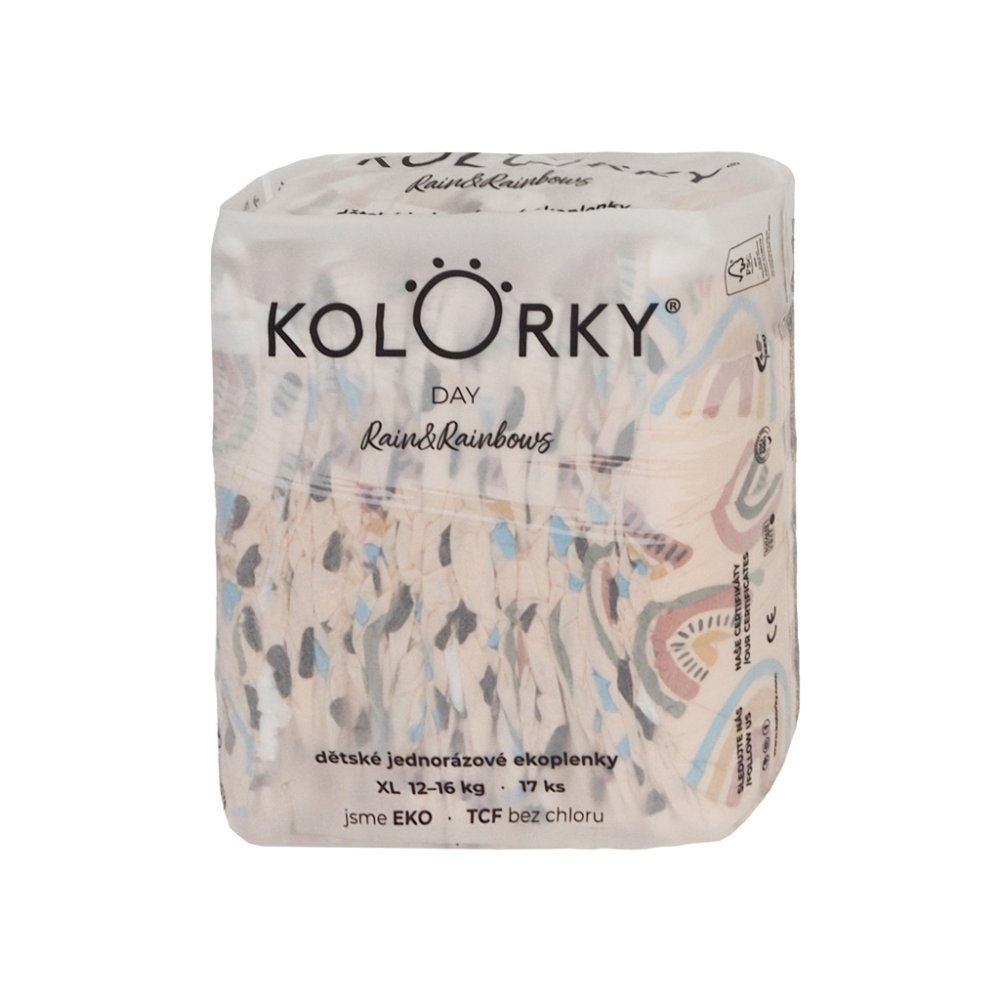 KOLORKY DAY Pelene Jednokratne Eko, Rain&rainbow XL (12-16 Kg) 17 Kom