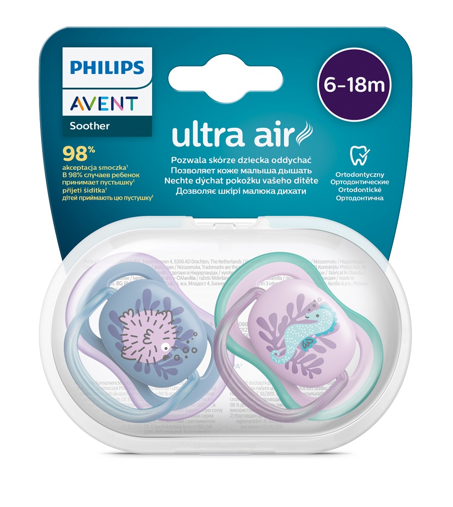 Philips AVENT Napp Ultra Air Image 6-18m Tjej (sjö), 2 St