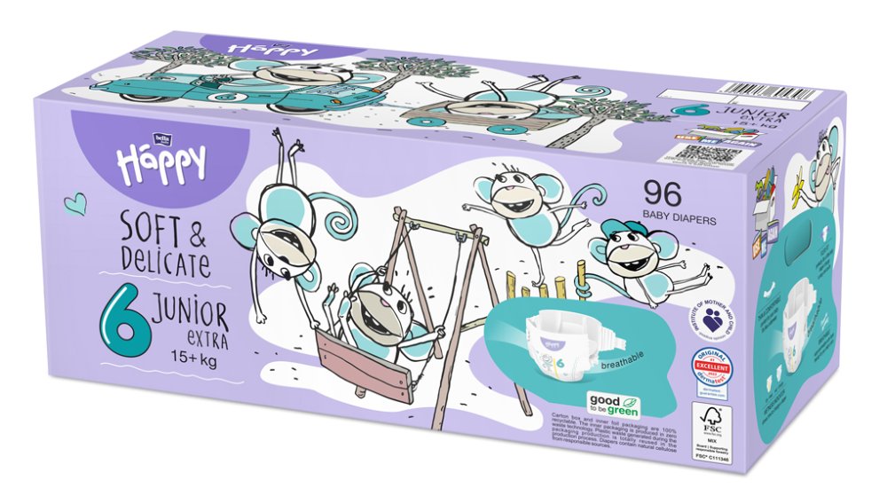 2x BELLA HAPPY Baby Wegwerpluiers Junior Extra Box 15+ Kg 48 St