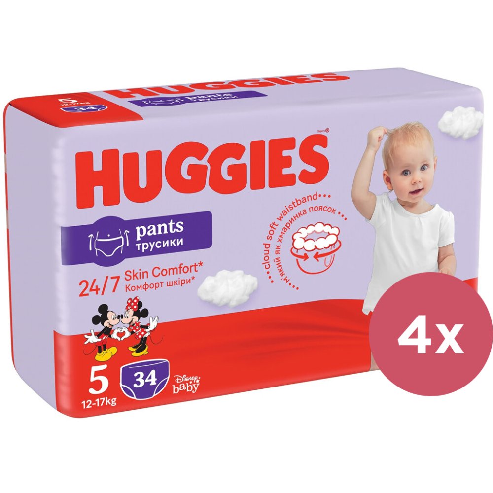 HUGGIES® Pants Pleničke Spodnjice Za Enkratno Uporabo 5 (12-17 Kg) 136 Kom - MESEČNA ZALOGA