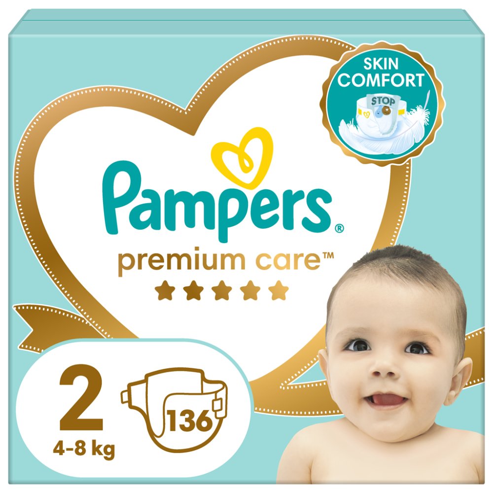 2x PAMPERS Premium Care Wegwerfwindeln Größe 2 (136 Stück) 4-8 Kg