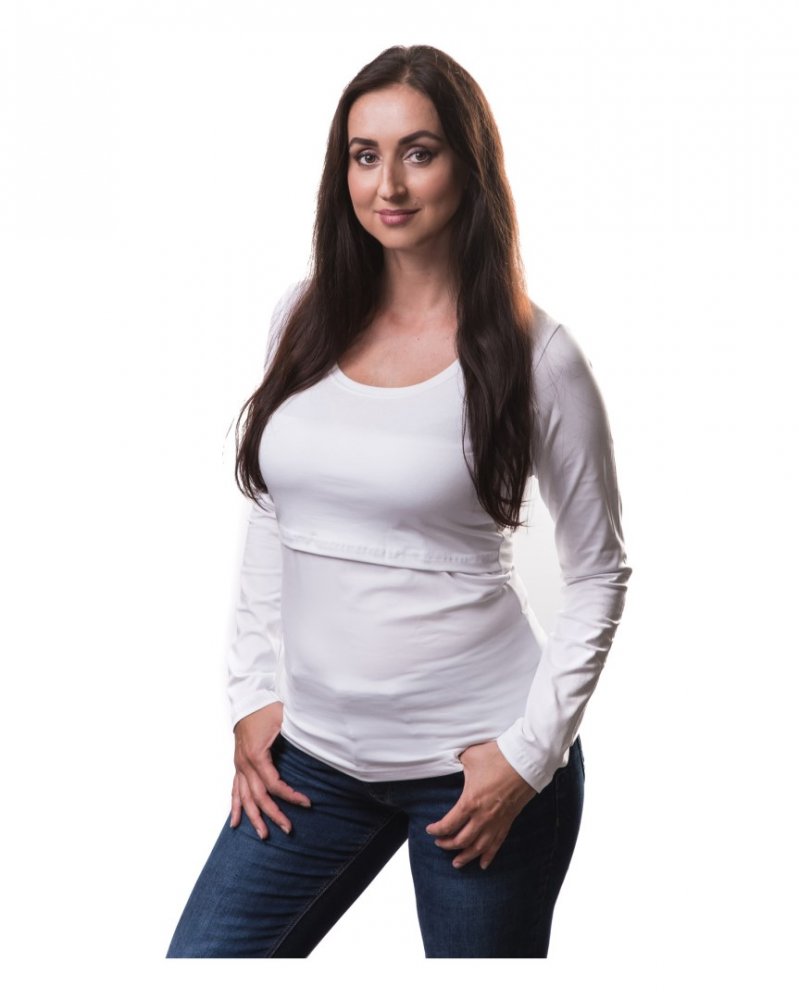 T-shirt per l'allattamento Kateřina, manica lunga, bianco L/XL
