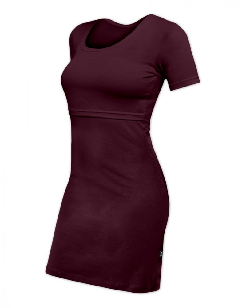 Robe d'allaitement ELENA, manches courtes, bordeaux S/M – Image 3