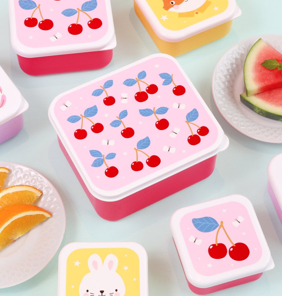 A Little Lovely Company - Set di quattro contenitori per snack - ciliegie - immagine 5