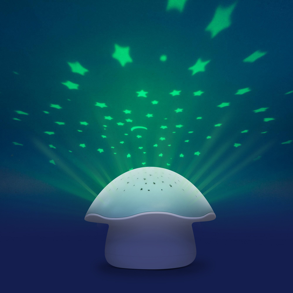 PABOBO Proiettore cielo notturno con rumore bianco e sensore pianto Star Mushroom Blue - immagine 6