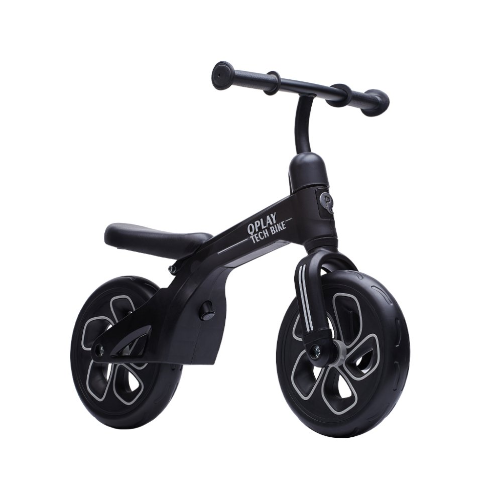 QPLAY Bicicletta senza pedali Tech Black, età 2 - 4 anni, fino a 30 kg