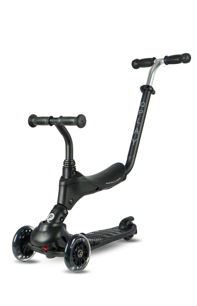 QPLAY Trottinette Sema Pro Black, 5 en 1, avec roues LED, âge 1-6 ans – Image 5