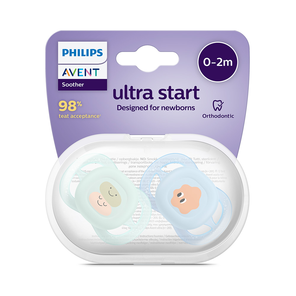 Sucette Philips AVENT Ultrastart décorée 0-2m garçon, 2 pièces – Image 3