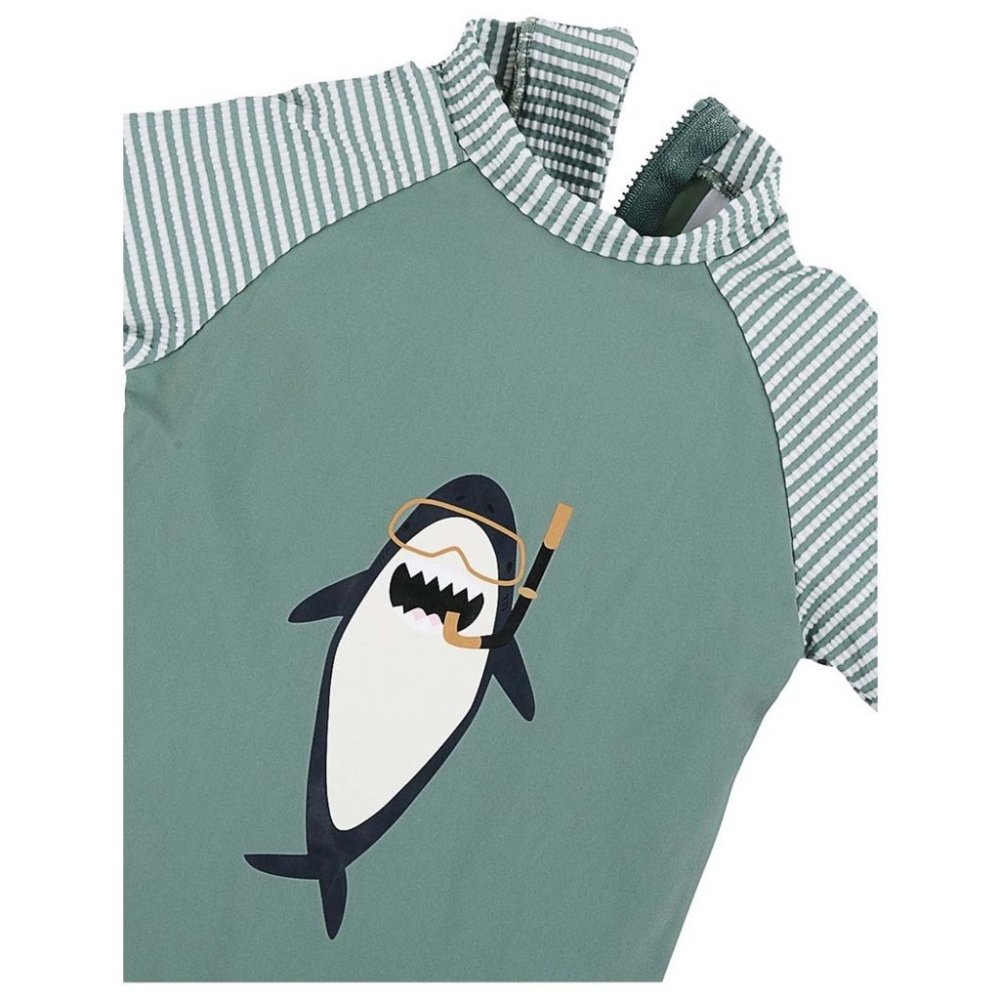 STERNTALER Combinaison de bain zippée manches courtes UV 50+ requin vert garçon taille 80 9-12m – Image 4