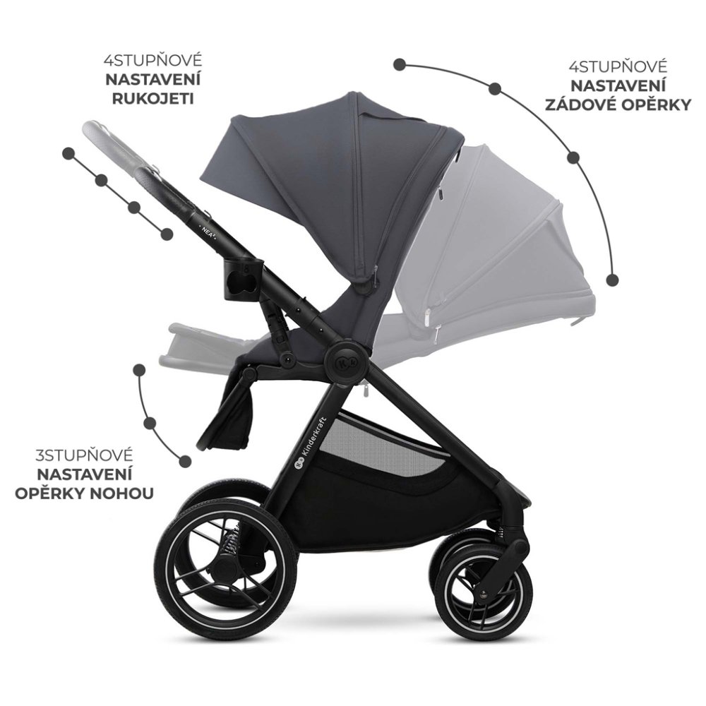 KINDERKRAFT Poussette combinée Nea 2 2en1 Gris Foncé – Image 4