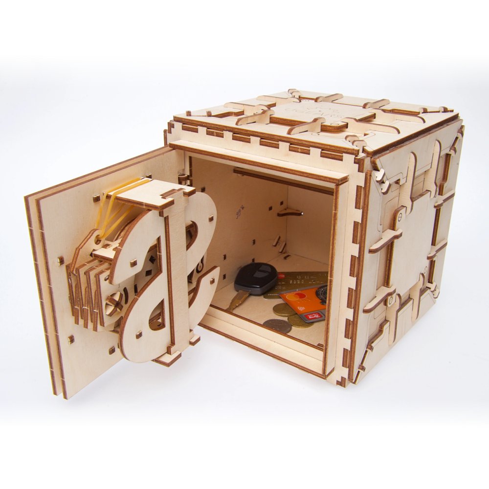 Puzzle mécanique en bois 3D Ugears Coffre-fort – Image 5
