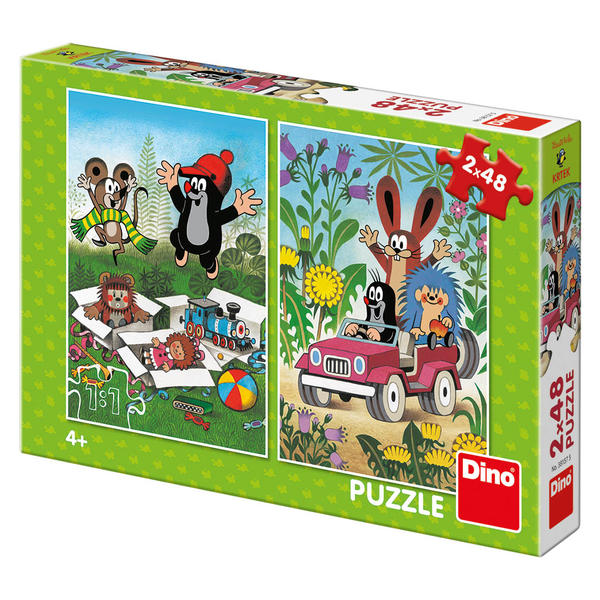 Dino Puzzle Krecik się raduje 2x48 elementów