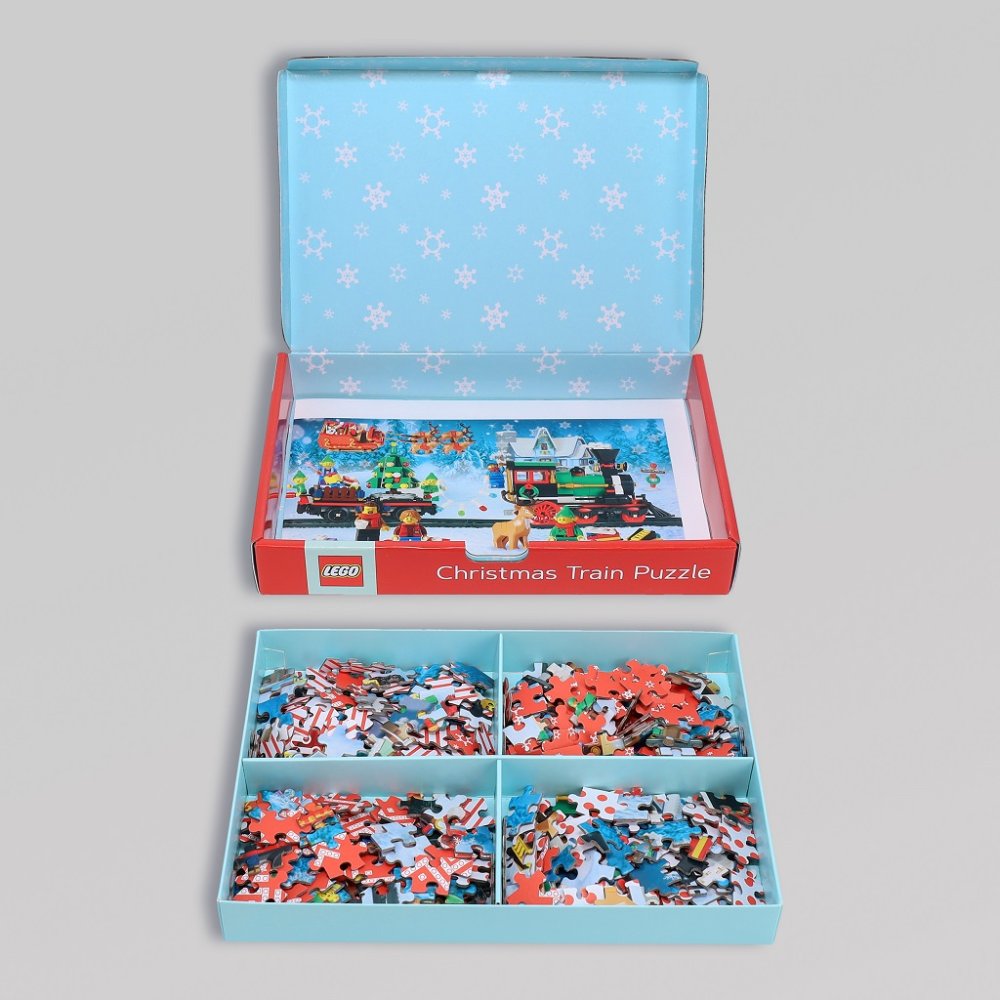 Chronicle Books Puzzle LEGO® Świąteczny pociąg z puzzli 4x100 elementów - obrazek 4