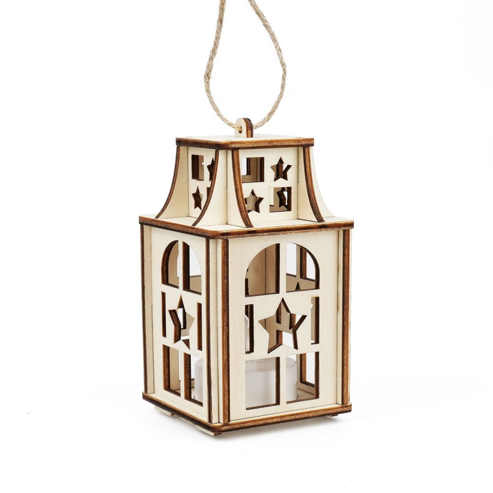 Czarodziejski lampion drewniany z gwiazdkami
